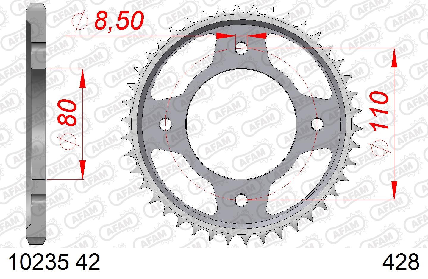 CORONA AFAM ACERO 428X42 - HONDA