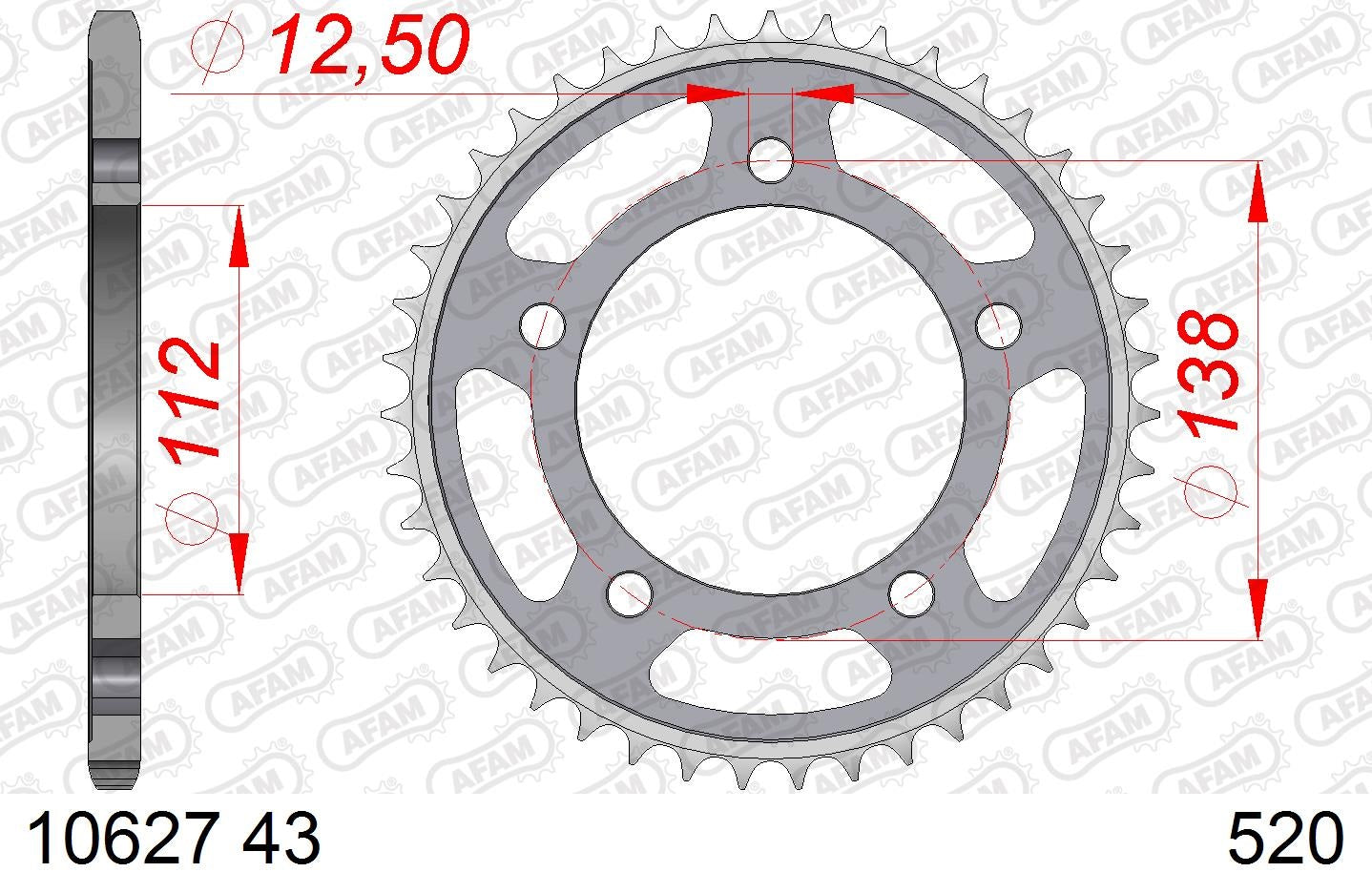 CORONA AFAM ACERO 520X43 HONDA