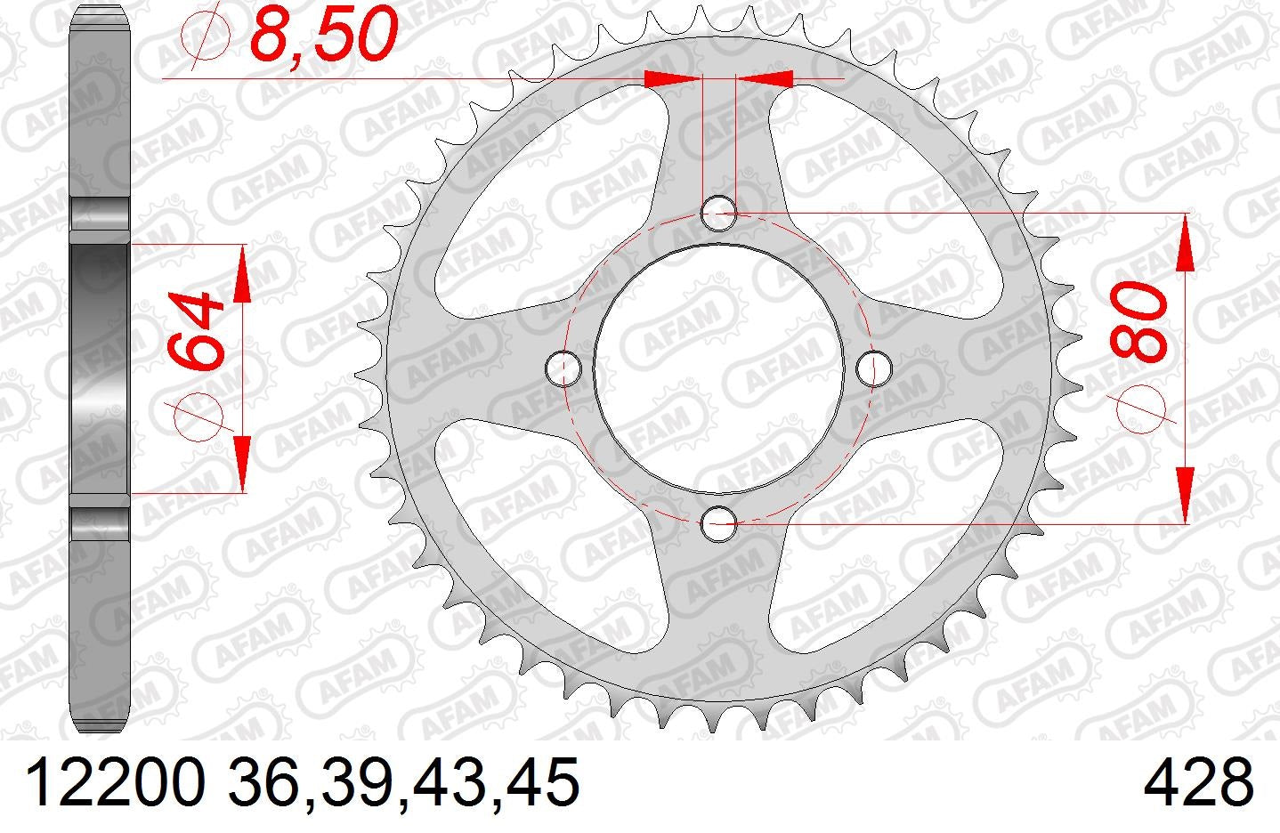 CORONA AFAM ACERO 428X45 YAMAHA