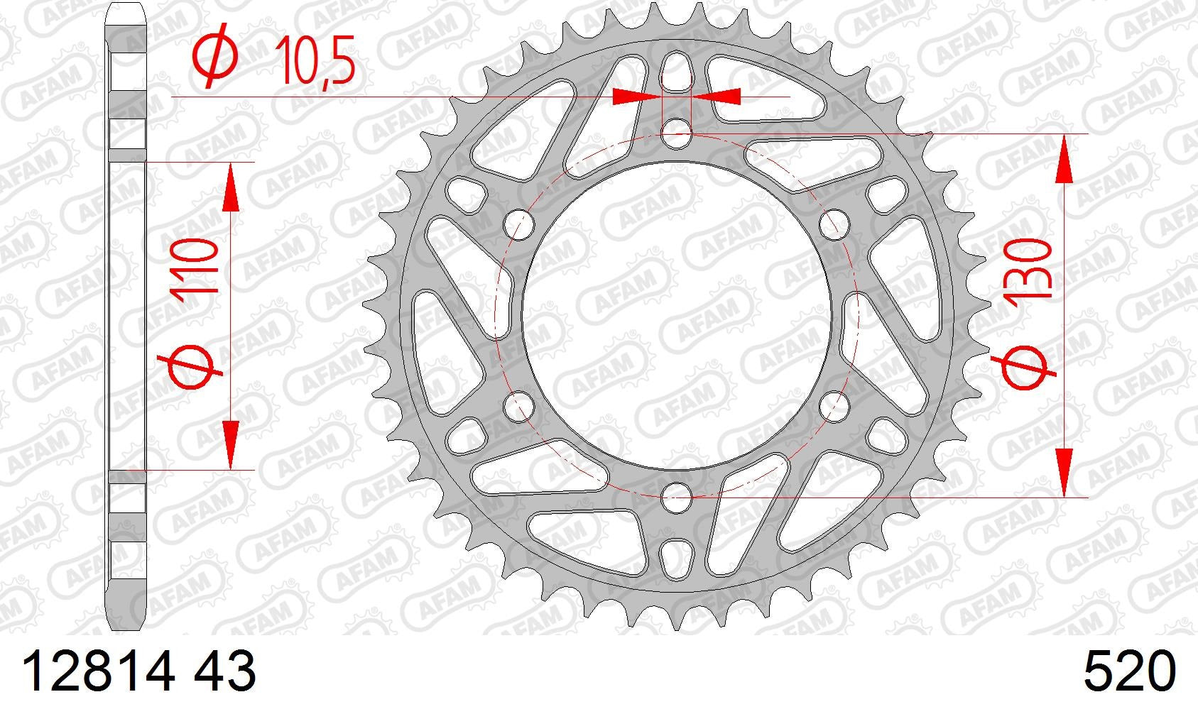 CORONA AFAM ACERO 520X43 - YAMAHA