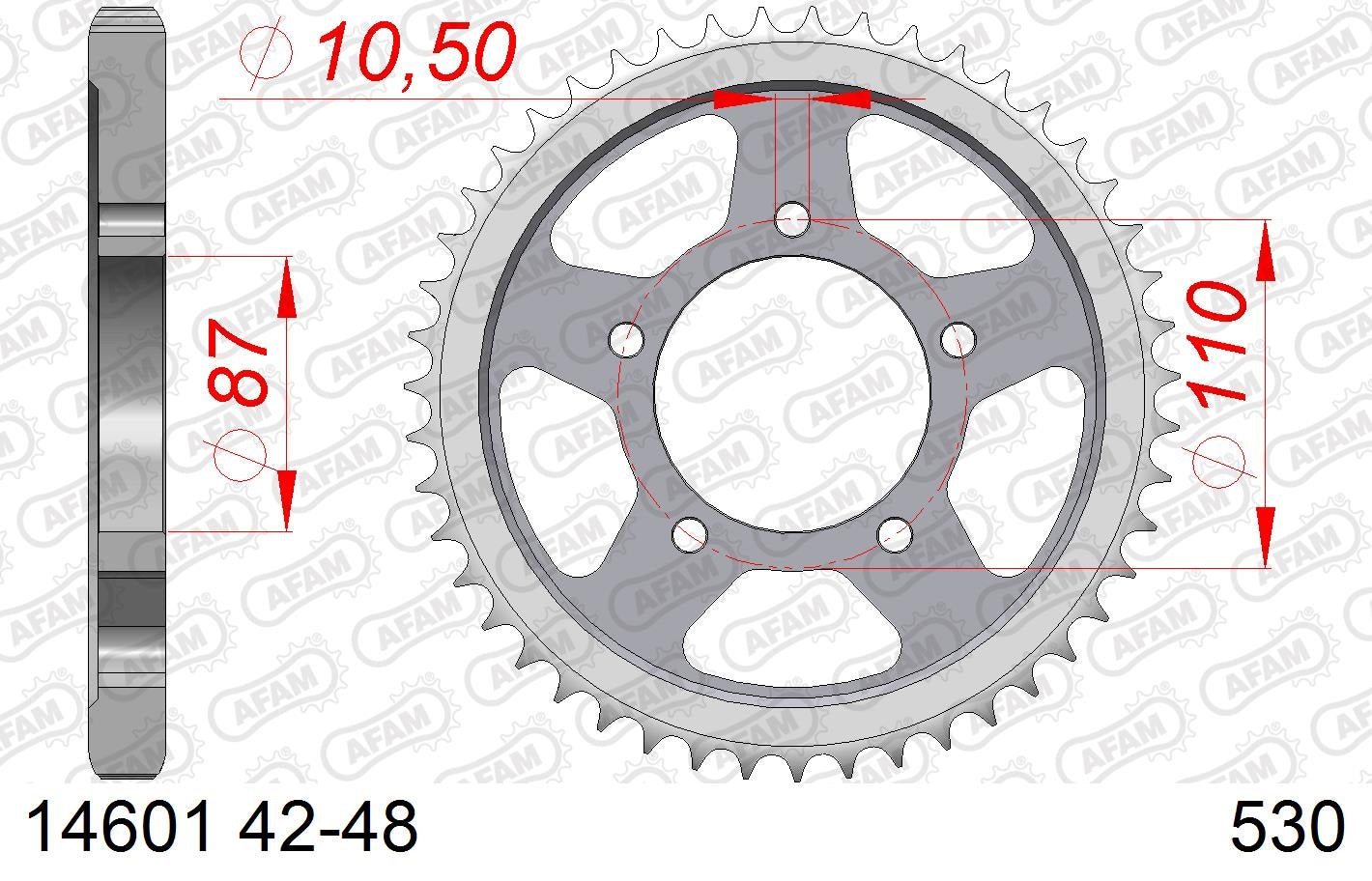 CORONA AFAM ACERO 525X47 YAMAHA
