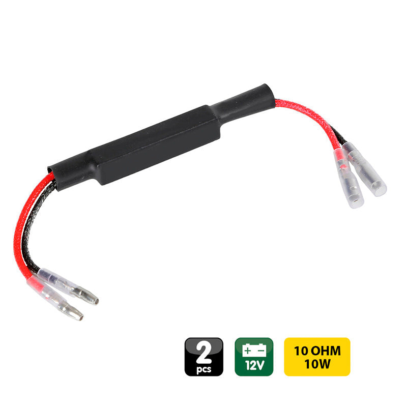 RESISTENCIAS PRECABLEADAS CON CONECTORES RÁPIDOS, 2 UDS. - 12V - 10 OHM - 10 W