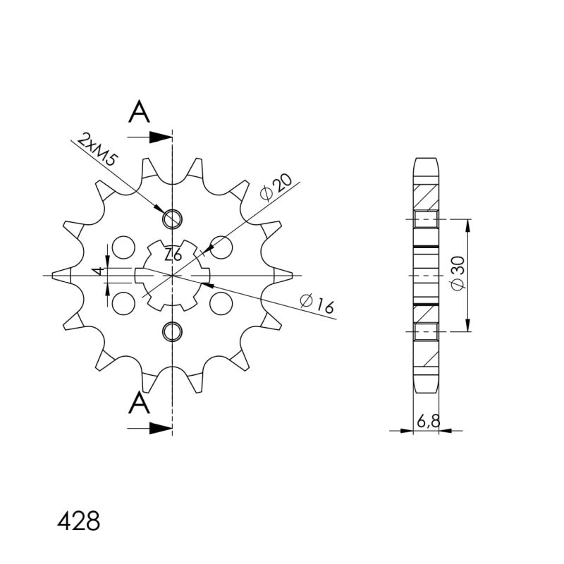 PIÑÓN SUPERSPROX YAMAHA 428 X 14 - CST548X14