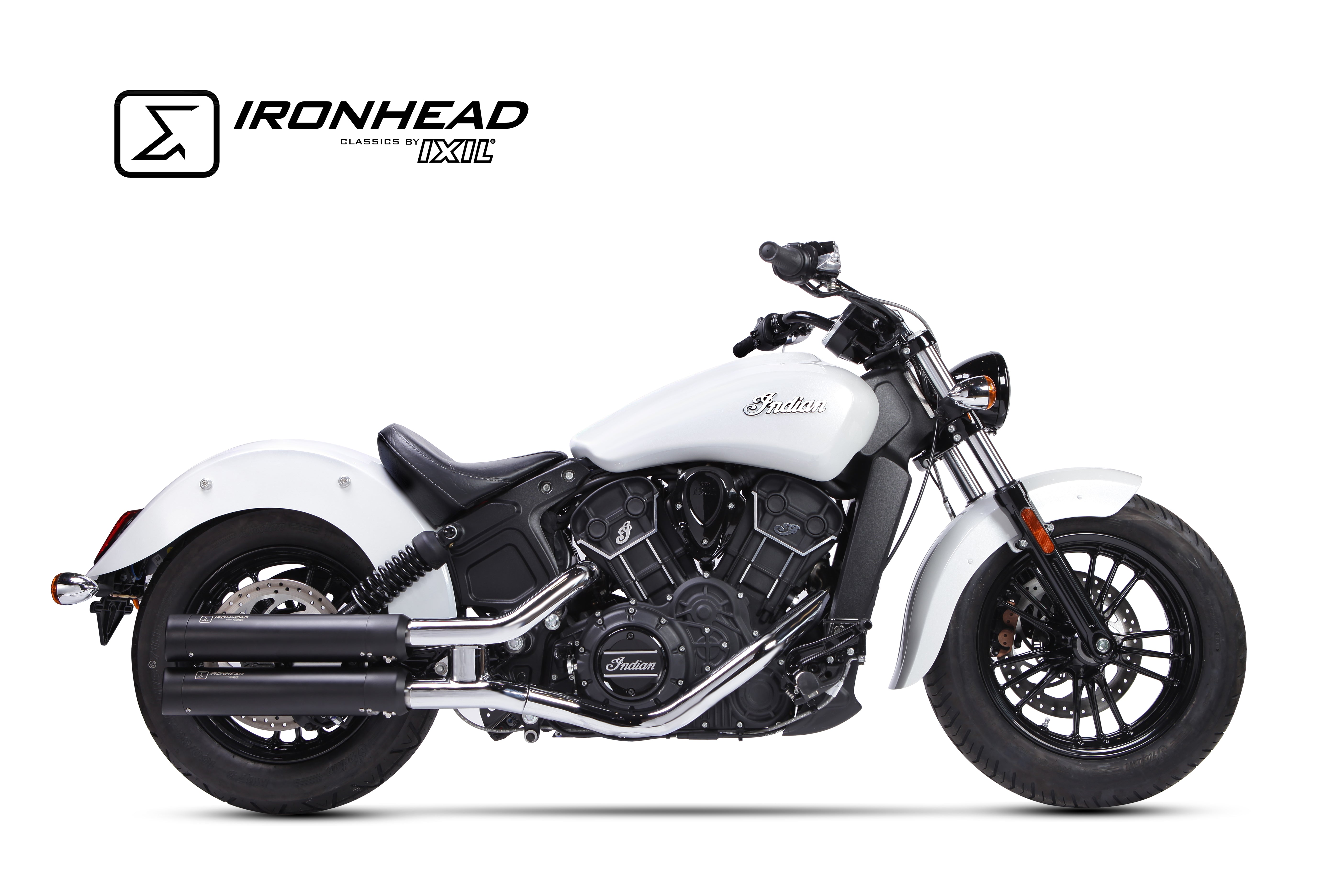 ESCAPE IXIL SLIP ON (LOWER MUFFLER) - IRONHEAD ROUND BLACK - INDIAN SCOUT BOBBER 15-23