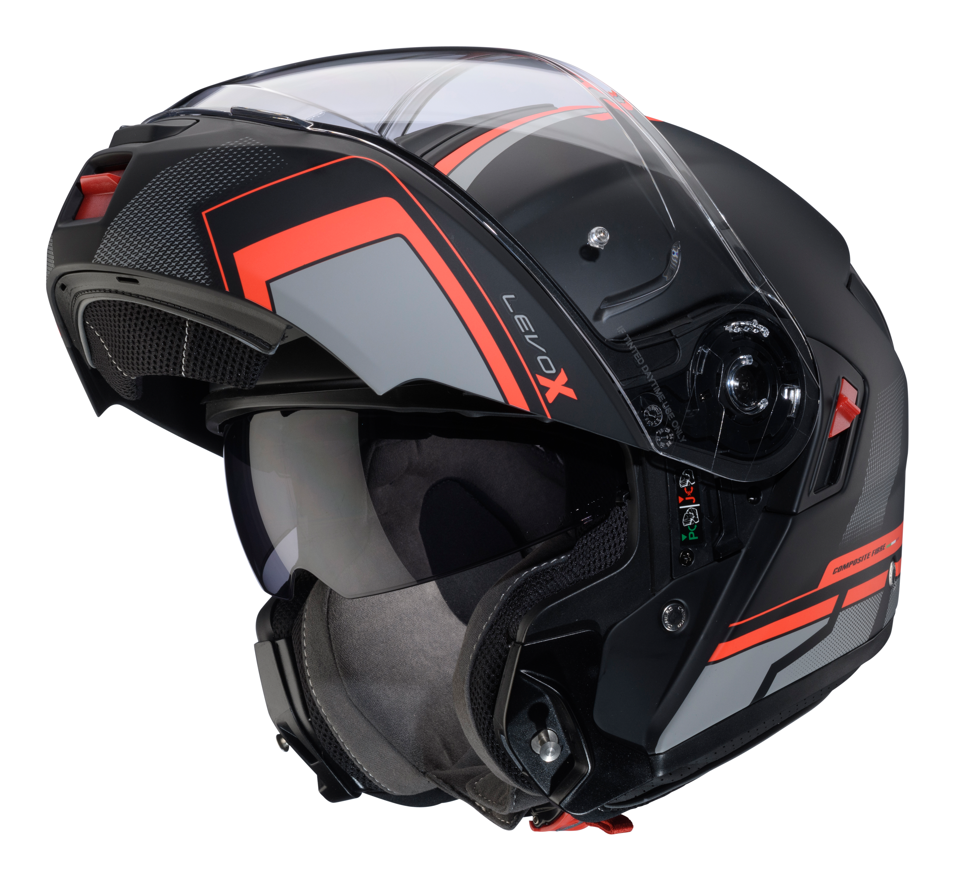 CASCO CABERG LEVO X ELITE BLACK/GREY/RED FLUO