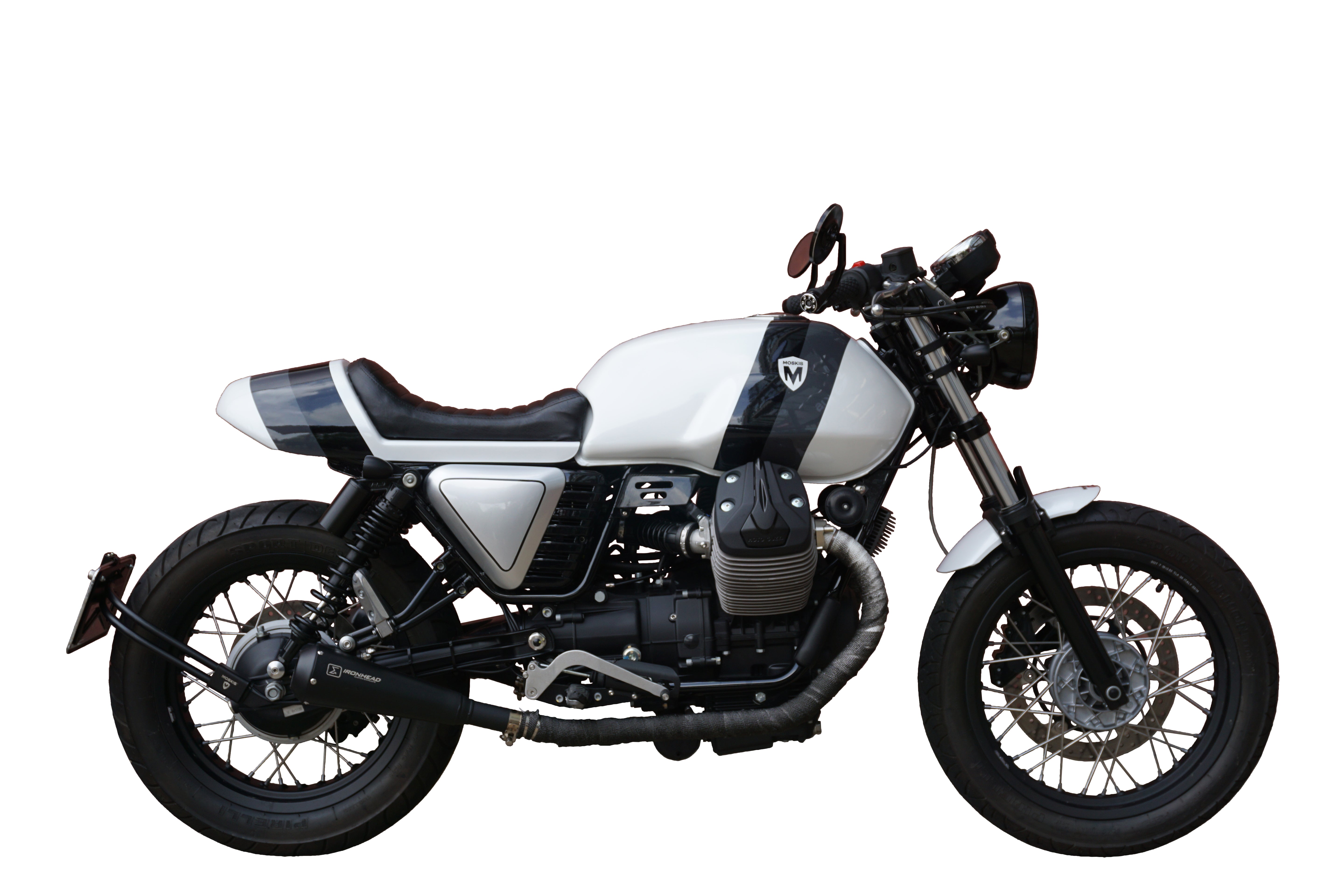 ESCAPE IXIL SLIP ON (LEFT MUFFLER) - IRONHEAD CONICAL BLACK INOX - MOTO GUZZI V7 II