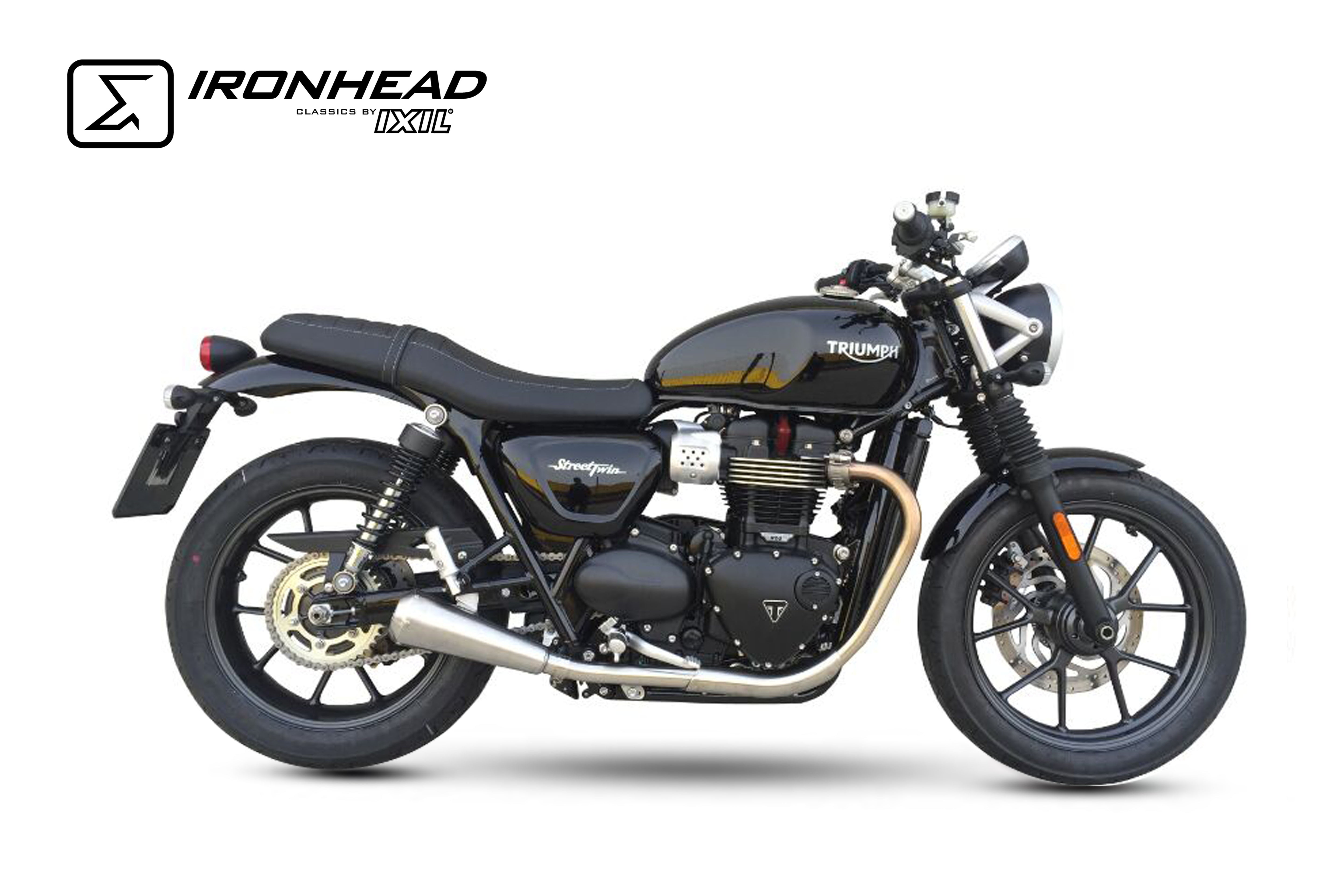 ESCAPE IXIL SLIP ON (RIGHT MUFFLER) - IRONHEAD CONICAL MATT INOX - TRIUMPH STREET TWIN / SPEED TWIN 900 16-22 (DP01)