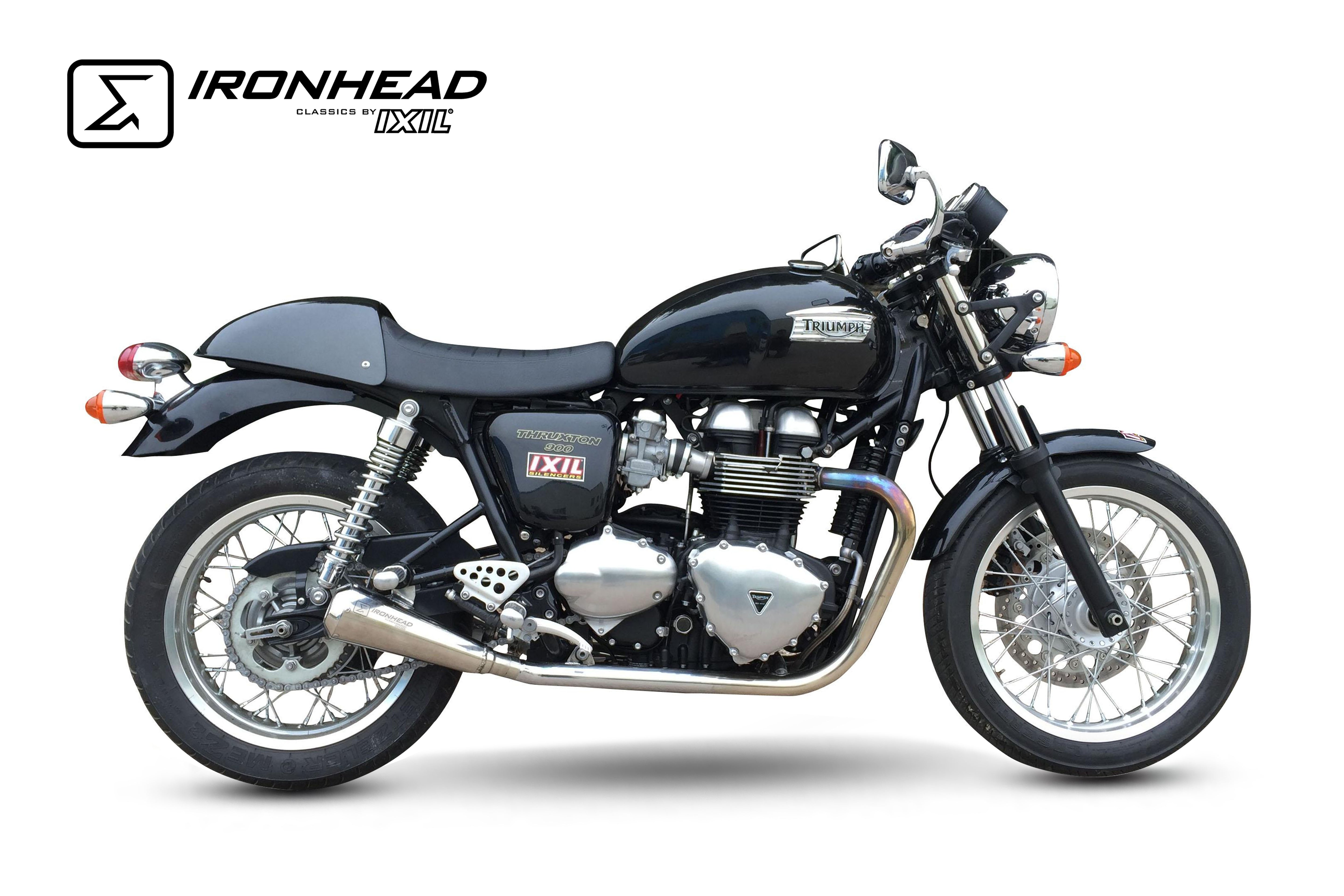 ESCAPE IXIL SLIP ON (LEFT MUFFLER) - IRONHEAD CONICAL MATT INOX - TRIUMPH THRUXTON 865 04-15 (986ME 986ME2)