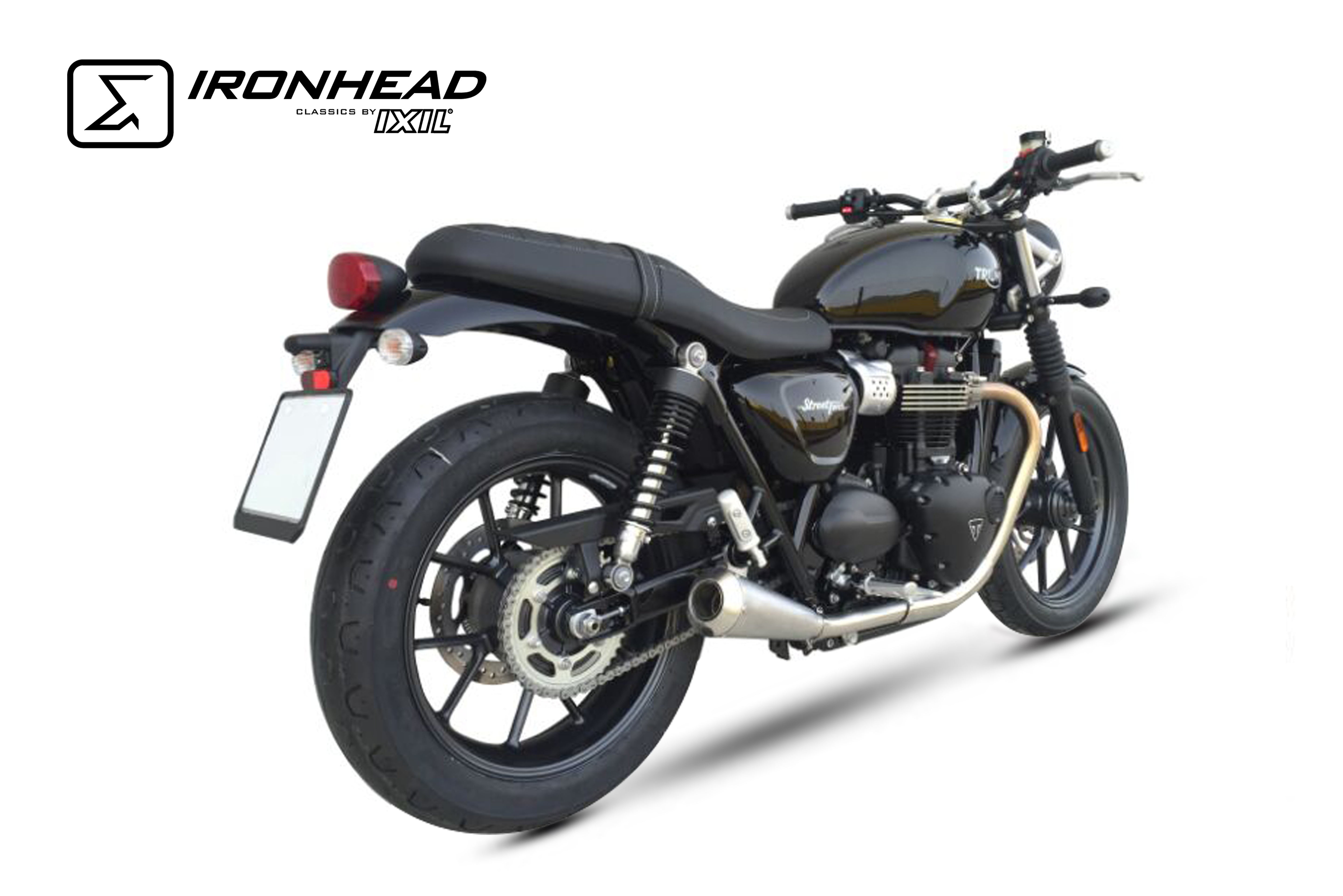 ESCAPE IXIL SLIP ON (LEFT MUFFLER) - IRONHEAD CONICAL MATT INOX - TRIUMPH STREET TWIN / SPEED TWIN 900 16-22 (DP01)