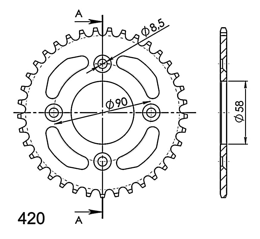 CORONA SUPERSPROX ALUMINIO HONDA 420 X 37 - RAL1213X37BLK