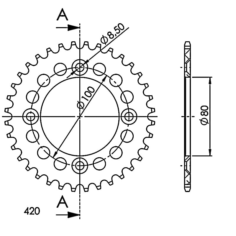 CORONA SUPERSPROX ALUMINIO HONDA 420 X 36 - RAL1214X36BLK