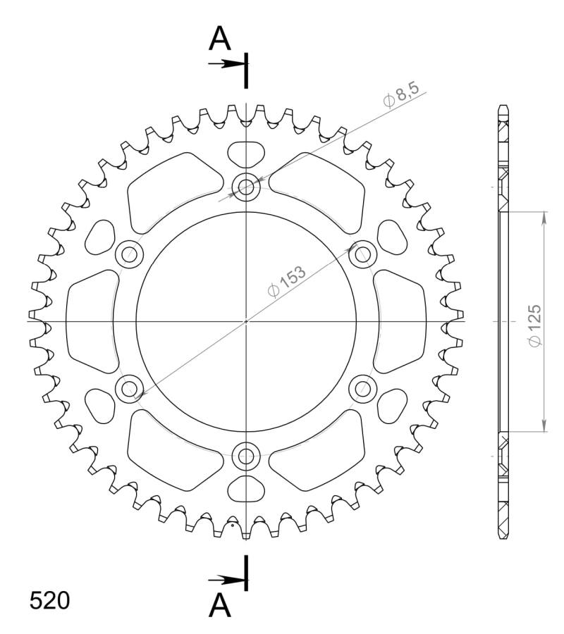 CORONA SUPERSPROX ALUMINIO HONDA 520 X 47 - RAL210X47BLK