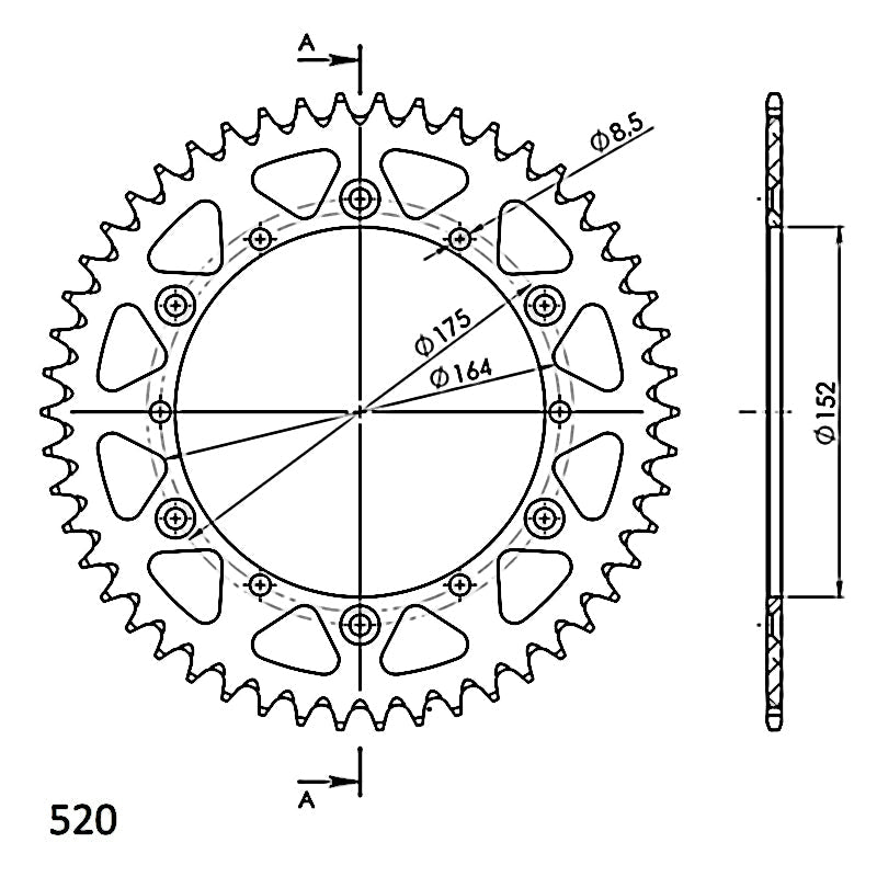CORONA SUPERSPROX ALUMINIO YAMAHA 520 X 49 - RAL853X49BLK