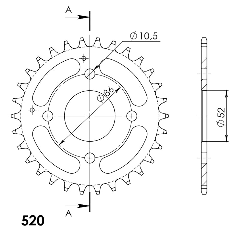 CORONA SUPERSPROX ACERO KYMCO 520 X 30 - RFE1071X30BLK