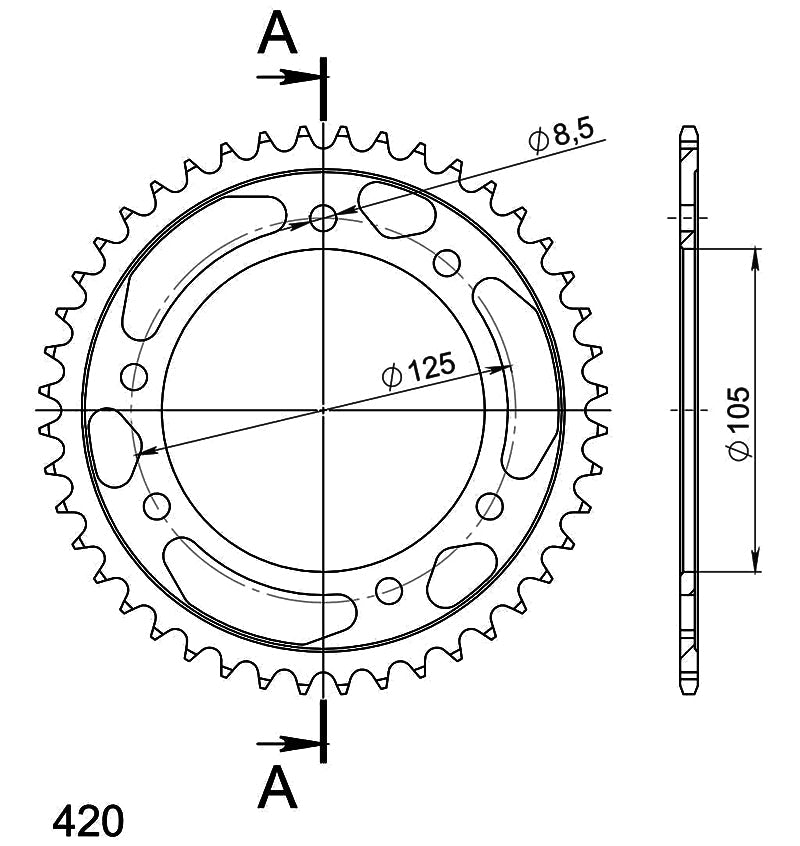 CORONA SUPERSPROX ACERO DERBI YAMAHA 420 X 44 - RFE1131X44BLK