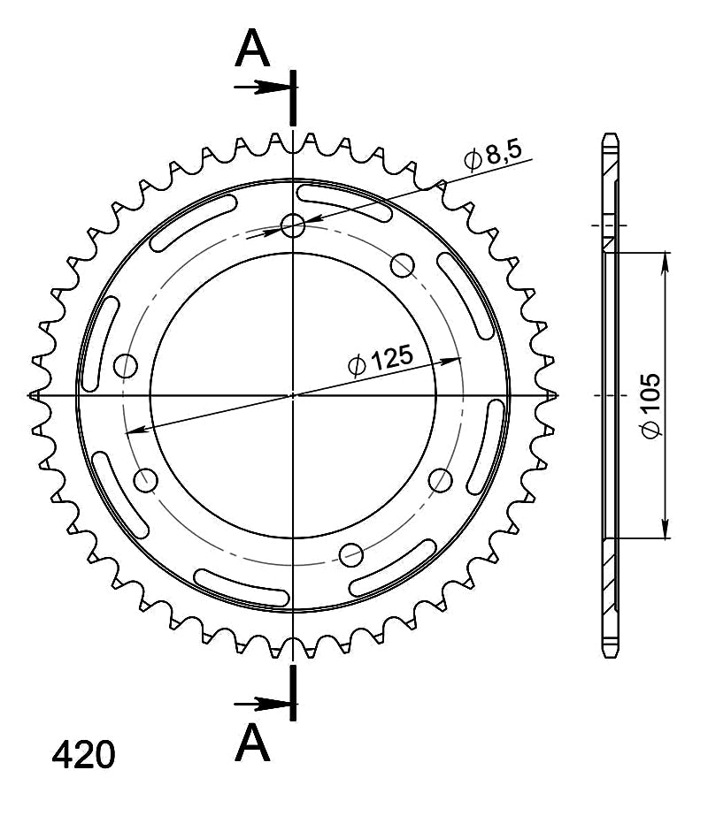 CORONA SUPERSPROX ACERO DERBI YAMAHA 420 X 46 - RFE1131X46BLK