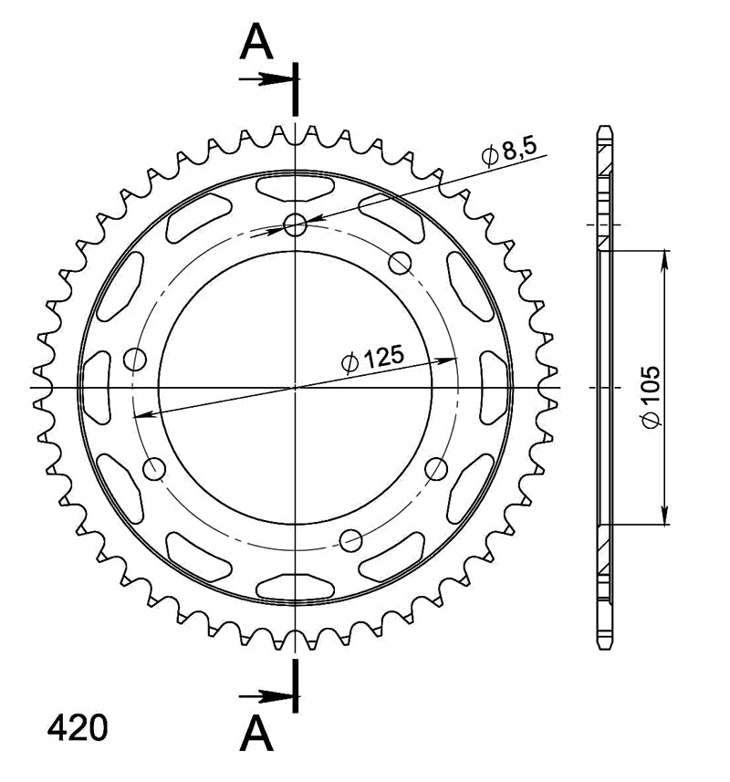 CORONA SUPERSPROX ACERO DERBI - YAMAHA 420 X 48 - RFE1131X48BLK