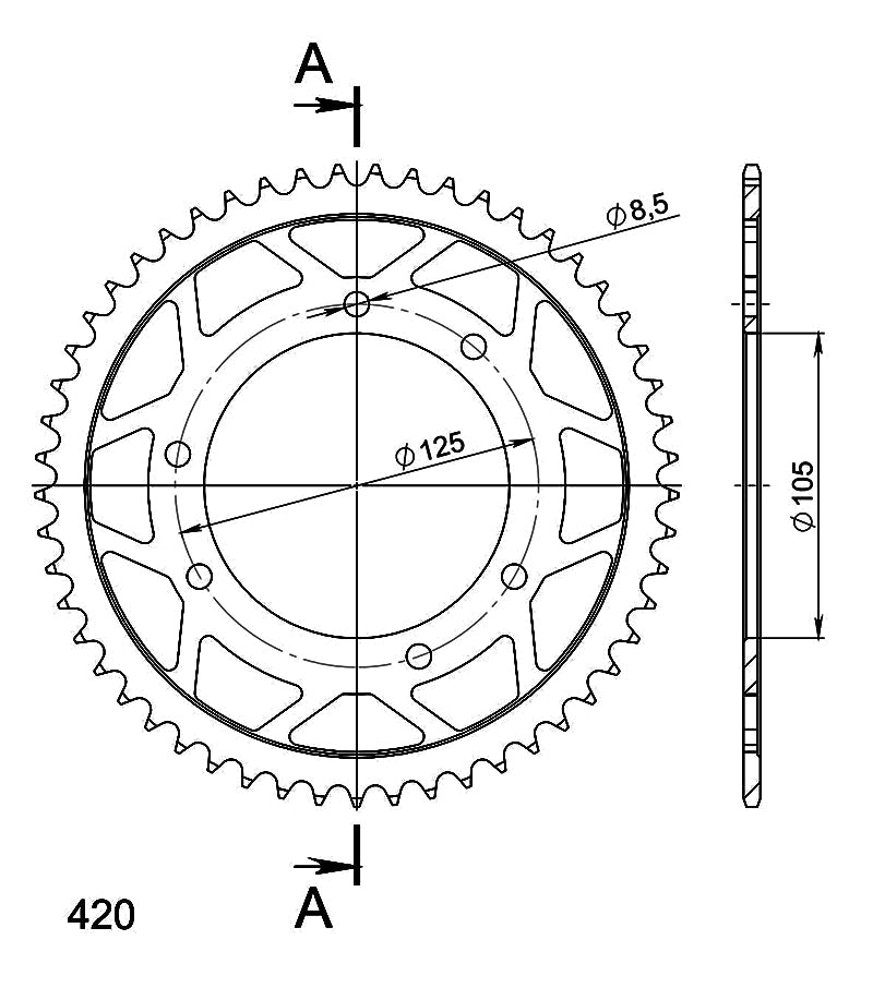 CORONA SUPERSPROX ACERO DERBI - YAMAHA 420 X 53 - RFE1131X53BLK