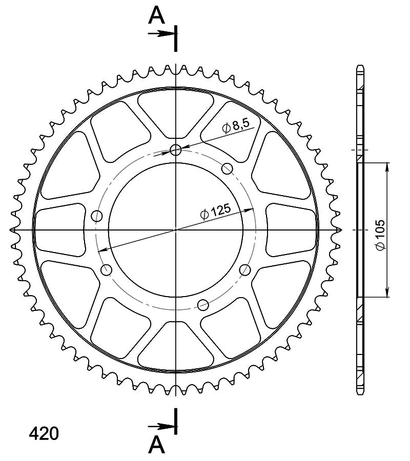 CORONA SUPERSPROX ACERO YAMAHA 420 X 62 - RFE1131X62BLK