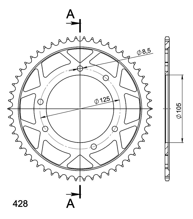 CORONA SUPERSPROX ACERO DERBI 428 X 54 - RFE1134X54BLK