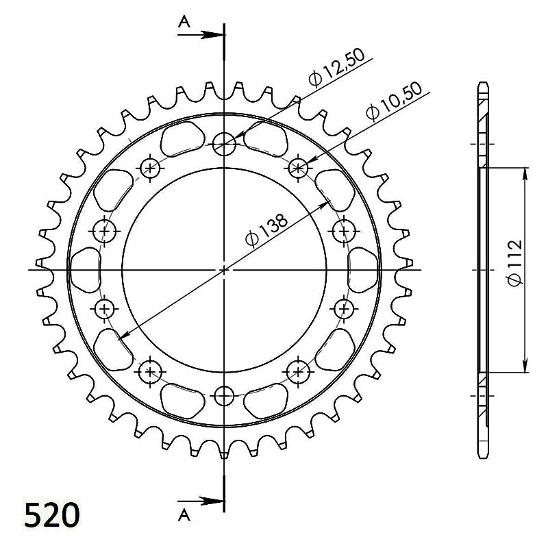 CORONA SUPERSPROX ACERO HONDA 520 X 39 - RFE1303X39BLK