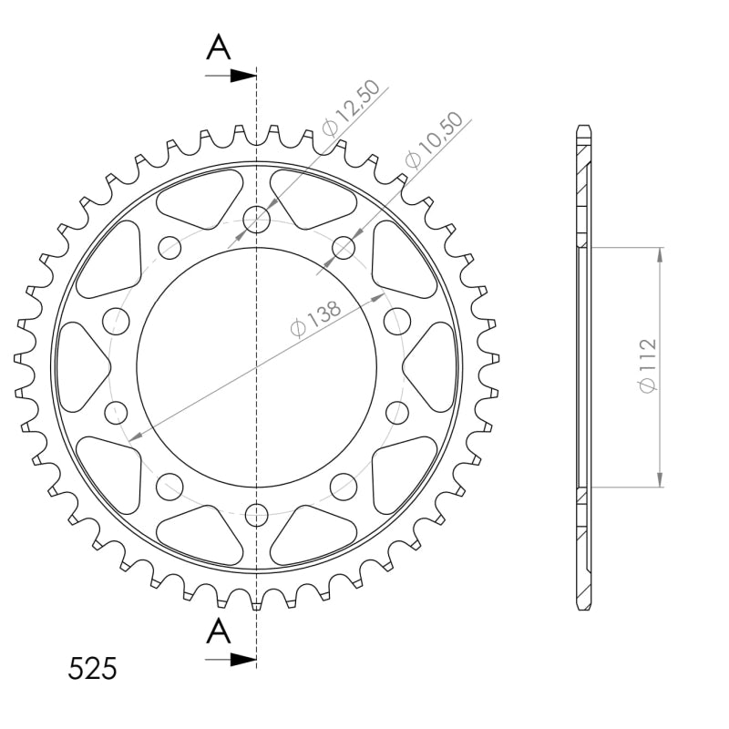 CORONA SUPERSPROX ACERO HONDA 525 X 44 - RFE1304X44BLK