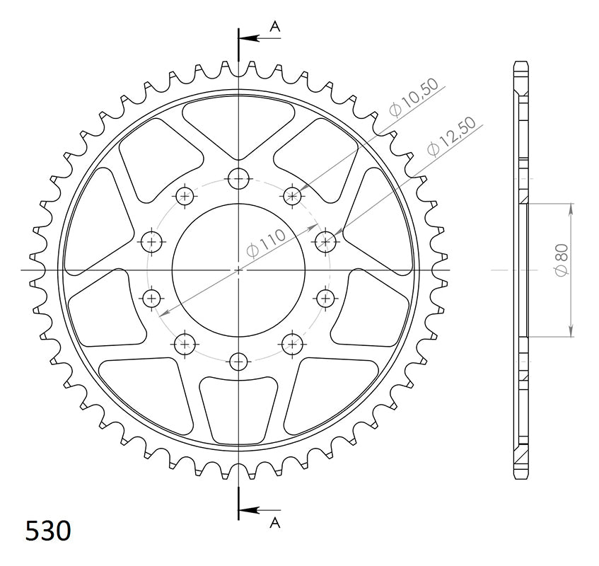 CORONA SUPERSPROX ACERO TRIUMPH 530 X 48 - RFE1334X48BLK