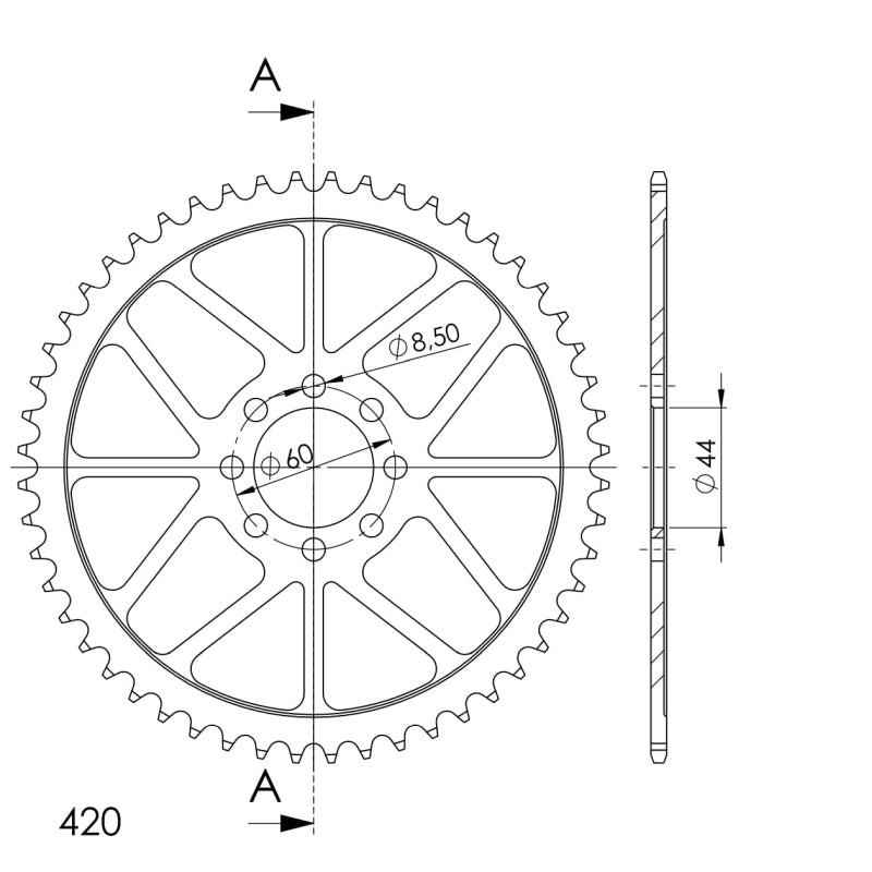 CORONA SUPERSPROX ACERO YAMAHA 420 X 52 - RFE1832X52BLK