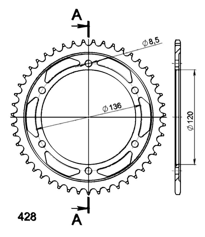 CORONA SUPERSPROX ACERO YAMAHA 428 X 47 - RFE1847X47BLK