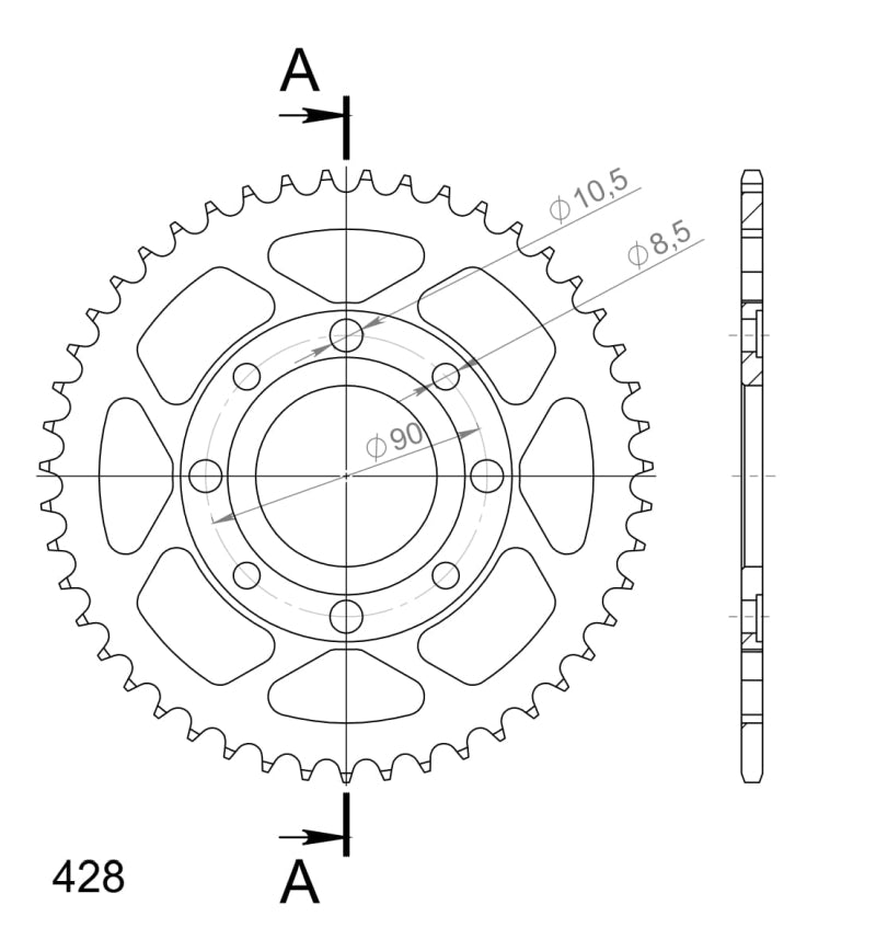 CORONA SUPERSPROX ACERO KYMCO 428 X 47 - RFE269X47BLK