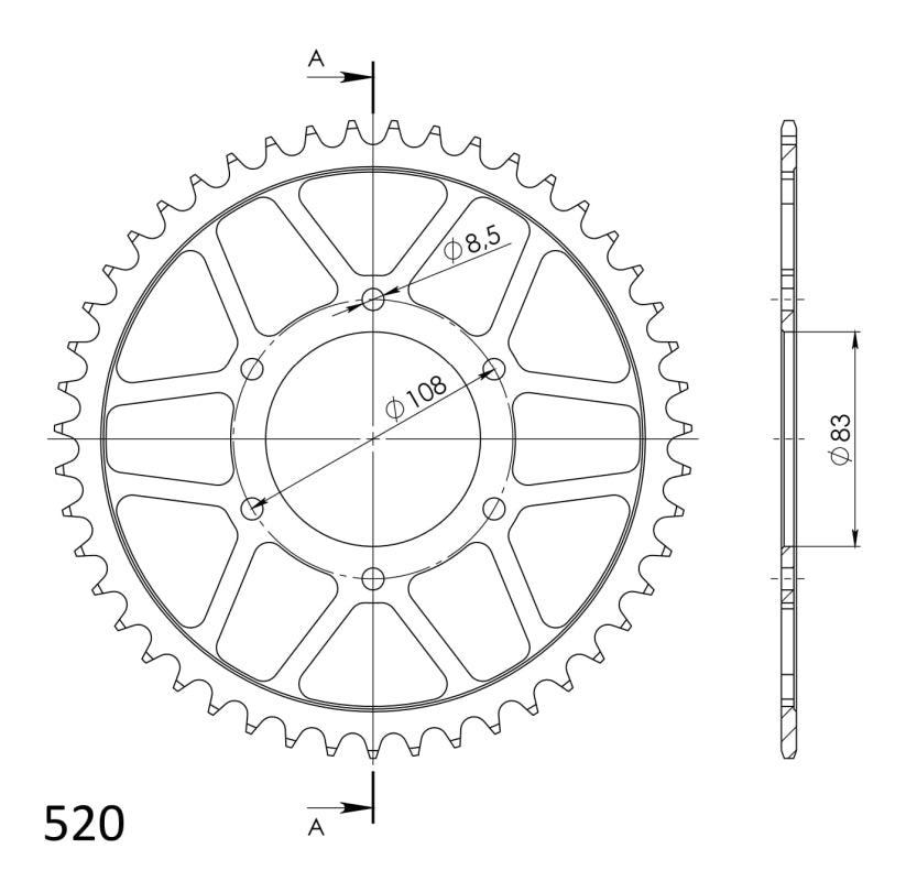 CORONA SUPERSPROX ACERO 520 X 47 - RFE404X47BLK