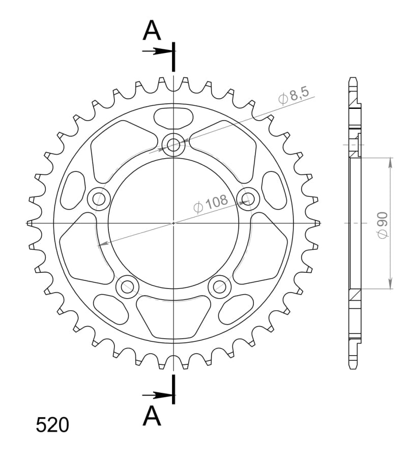 CORONA SUPERSPROX ACERO DUCATI 520 X 38 - RFE491X38BLK