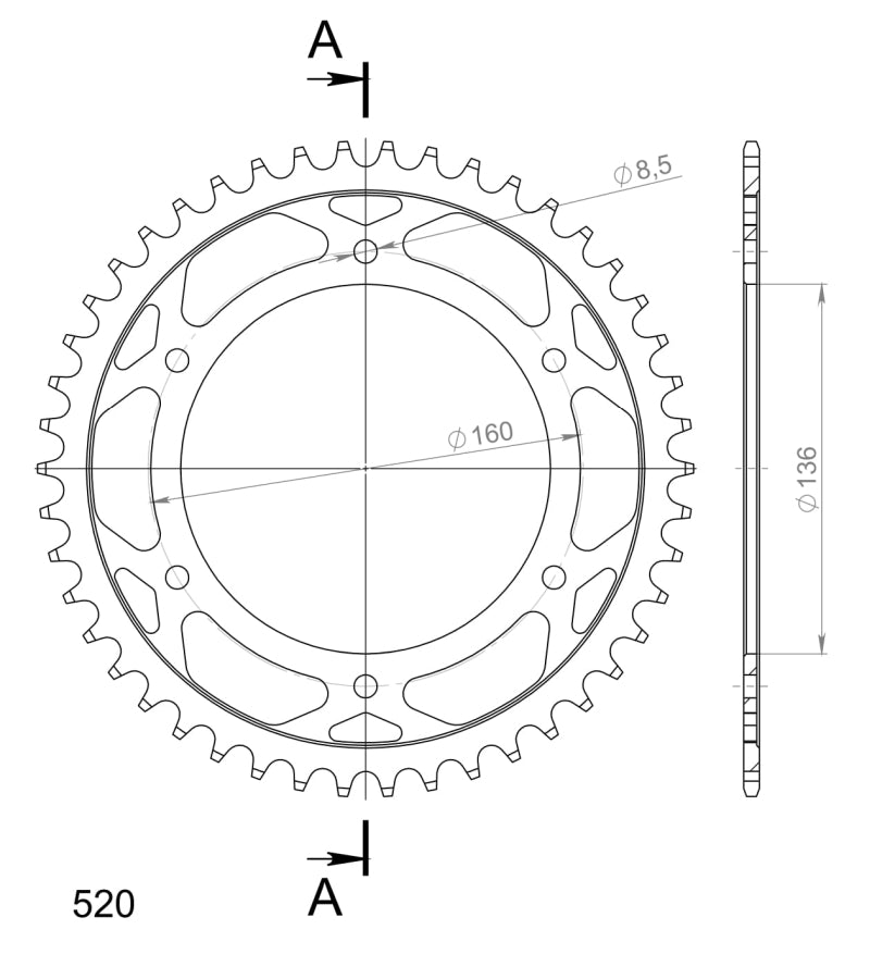 CORONA SUPERSPROX ACERO APRILIA - BMW 520 X 47 - RFE5X47BLK