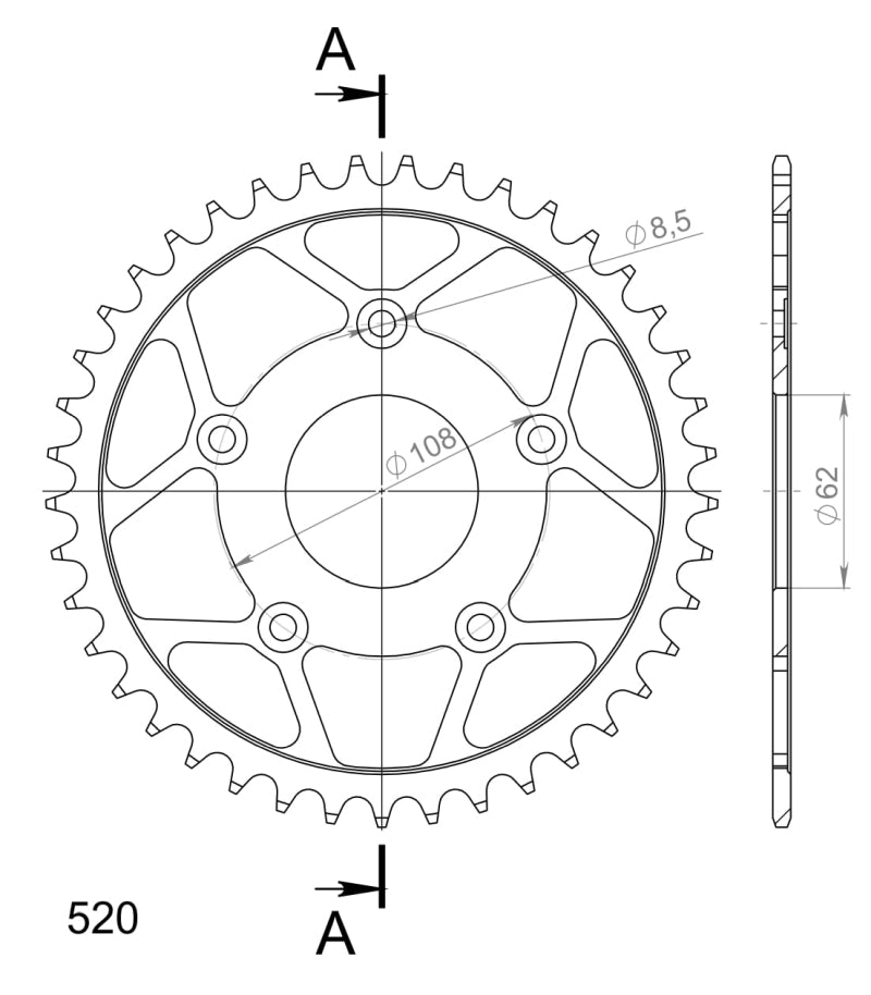 CORONA SUPERSPROX ACERO APRILIA - CAGIVA 520 X 41 - RFE701X41BLK