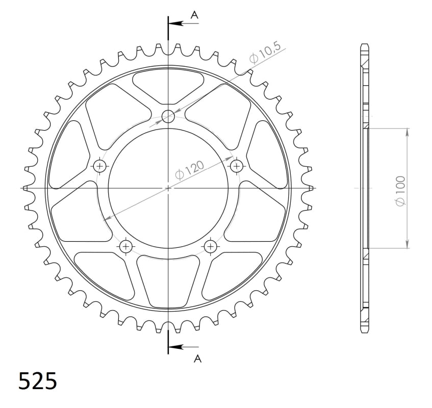 CORONA SUPERSPROX ACERO APRILIA 525 X 46 - RFE702X46BLK