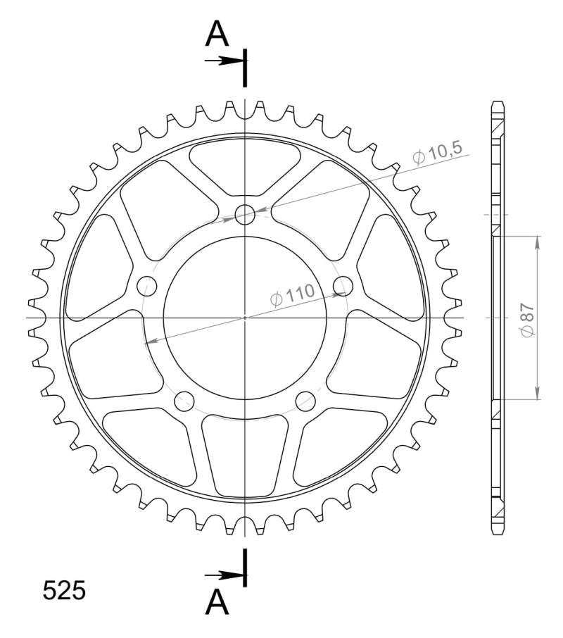 CORONA SUPERSPROX ACERO SUZUKI 525 X 44 - RFE807X44BLK