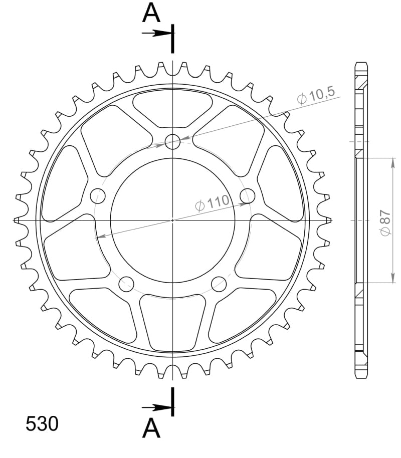 CORONA SUPERSPROX ACERO SUZUKI 530 X 42 - RFE829X42BLK