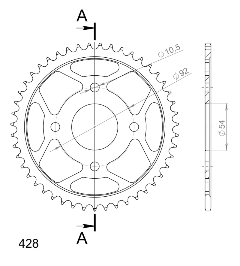 CORONA SUPERSPROX ACERO YAMAHA 428 X 45 - RFE835X45BLK