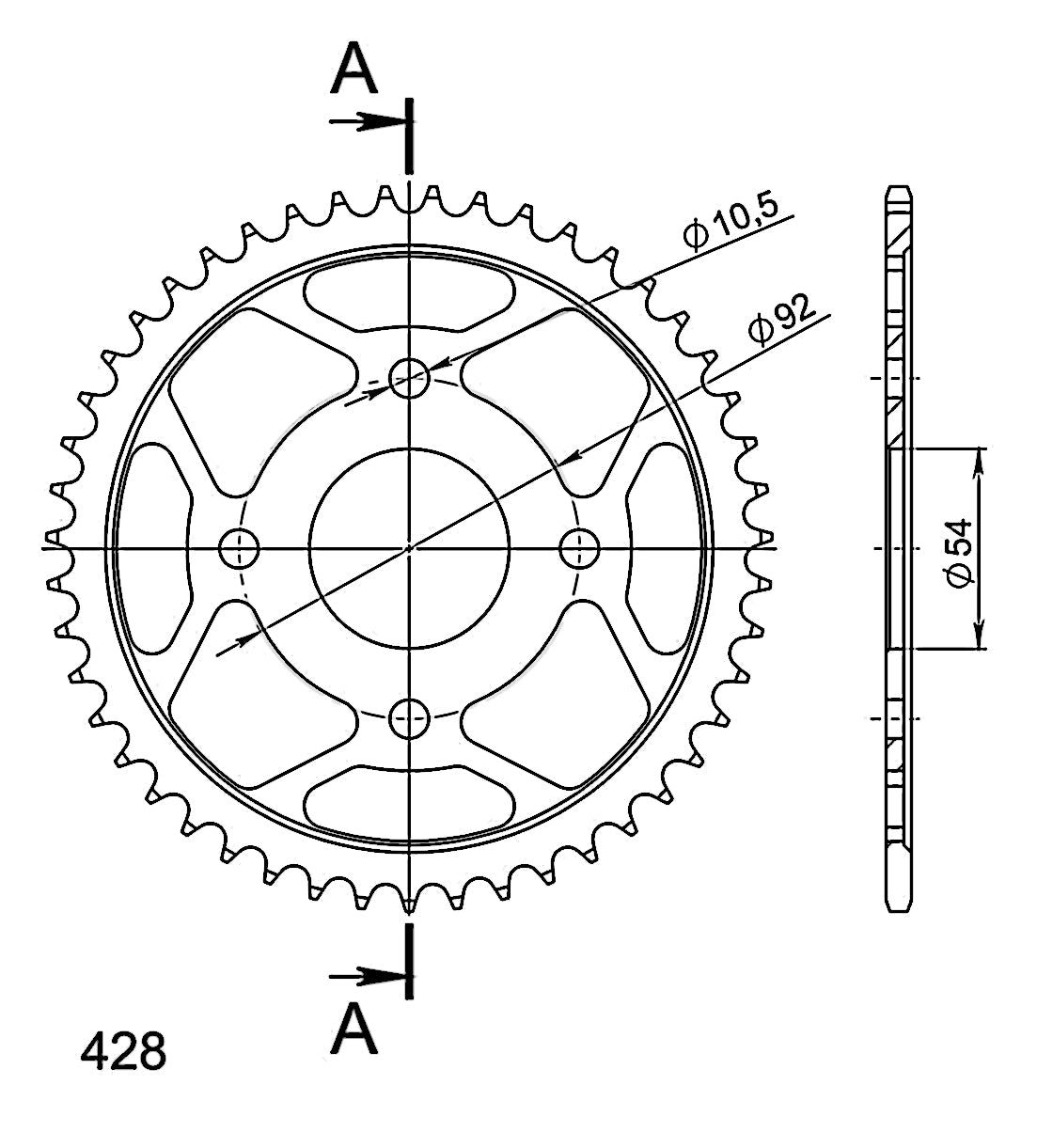 CORONA SUPERSPROX ACERO YAMAHA 428 X 47 - RFE835X47BLK