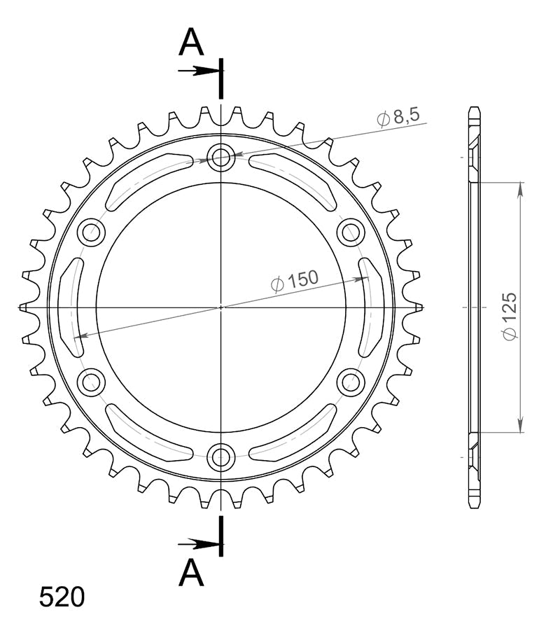 CORONA SUPERSPROX ACERO KTM 520 X 38 - RFE990X38BLK