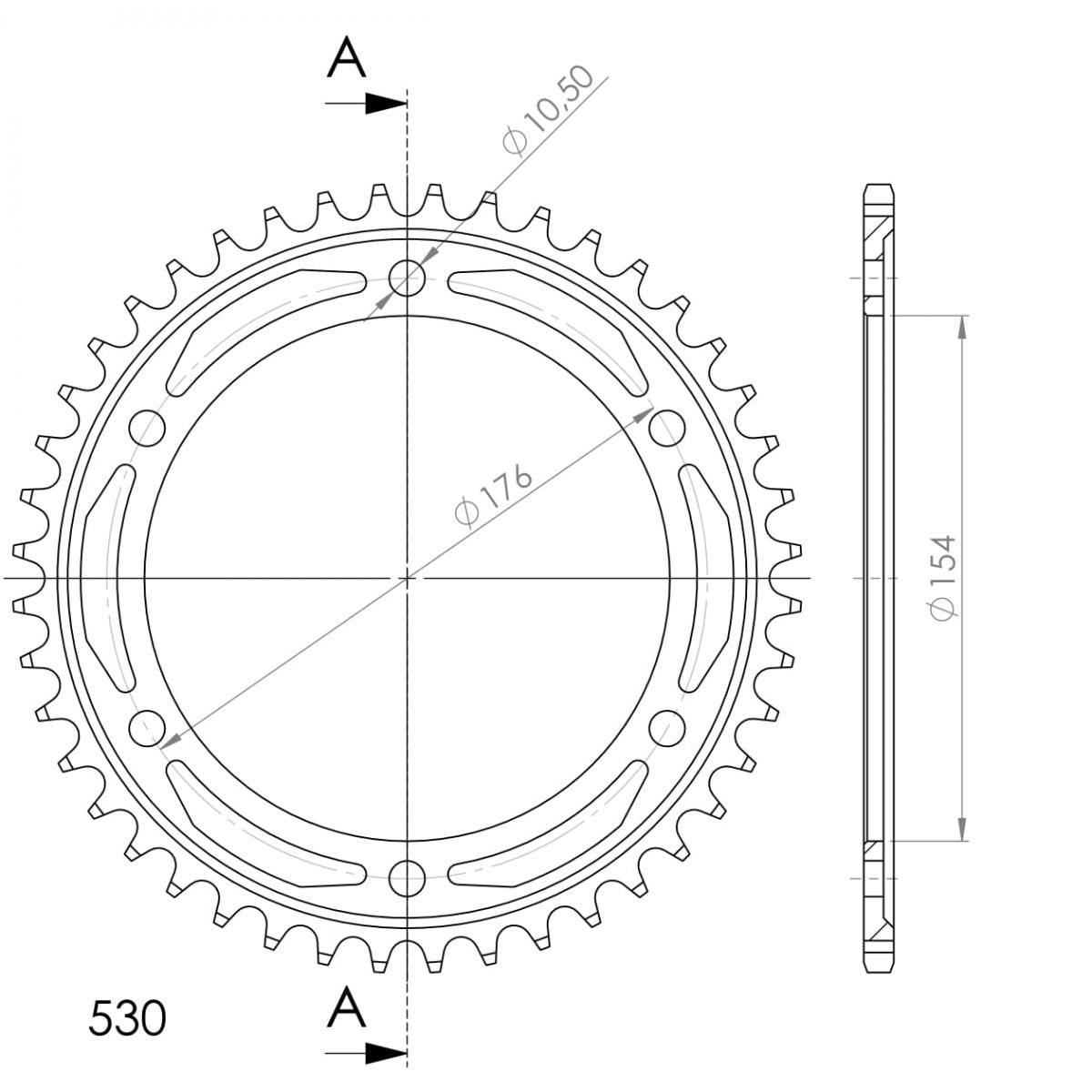 CORONA SUPERSPROX ACERO HONDA 530 X 44 - RFE1342X44BLK