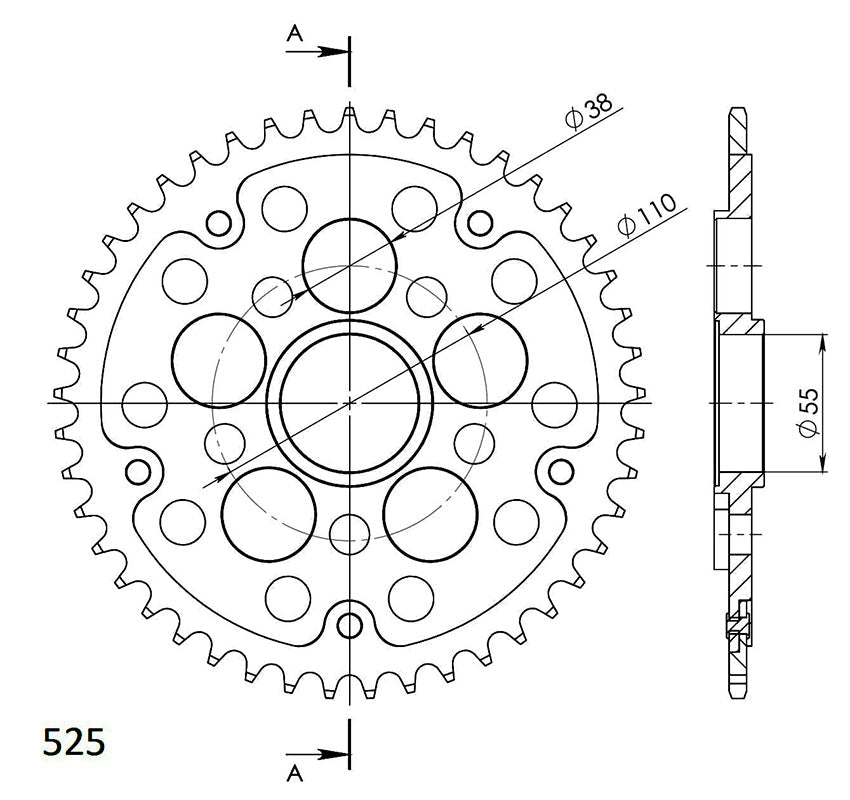CORONA SUPERSPROX STEALTH NEGRA DUCATI 525 X 45 - RSA733525X45BLK