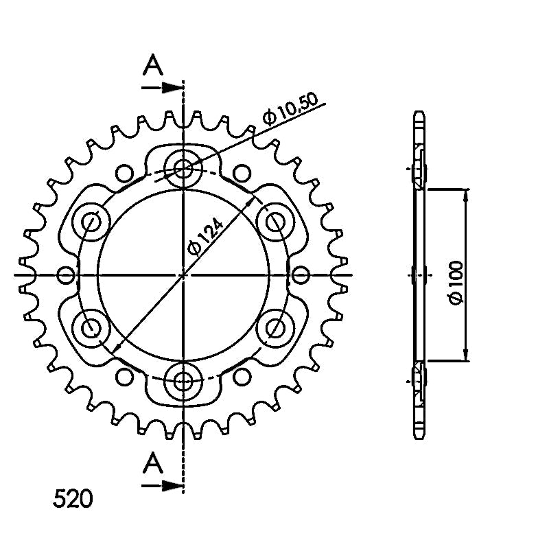 CORONA SUPERSPROX STEALTH NEGRA DUCATI 520 X 36 - RST735X36BLK