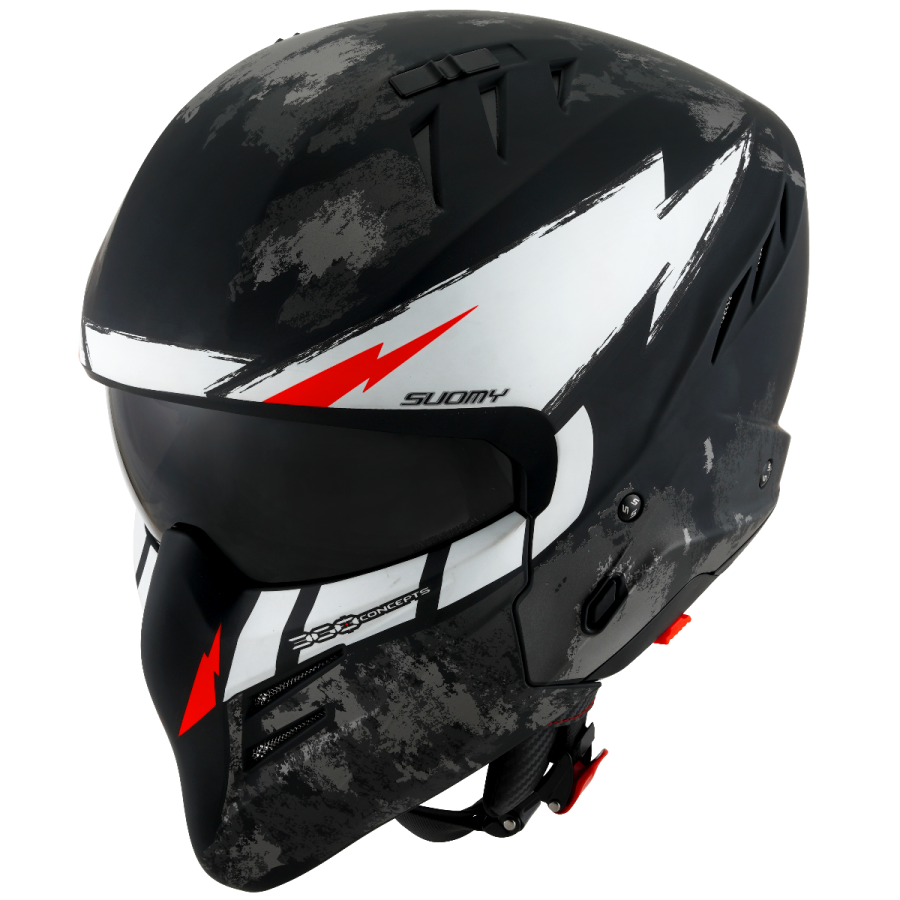 CASCO SUOMY ARMOR HI VOLT MATT BLACK/WHITE E06