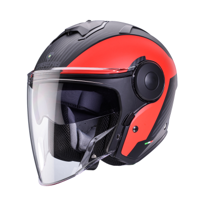 CASCO CABERG MILANO MATT BLACK/RED