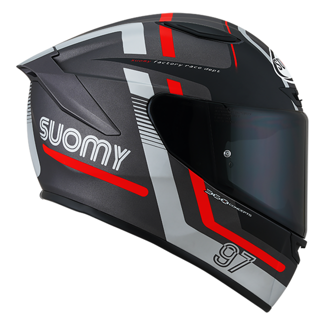 CASCO SUOMY TRACK-1 NINETY SEVEN MATT GUN METAL/RED E06