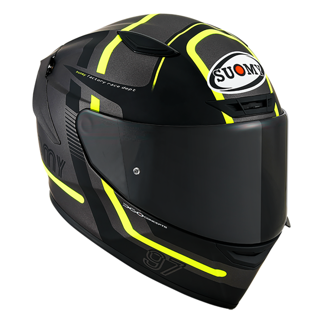 CASCO SUOMY TRACK-1 NINETY SEVEN MATT GUN METAL/YELLOW E06