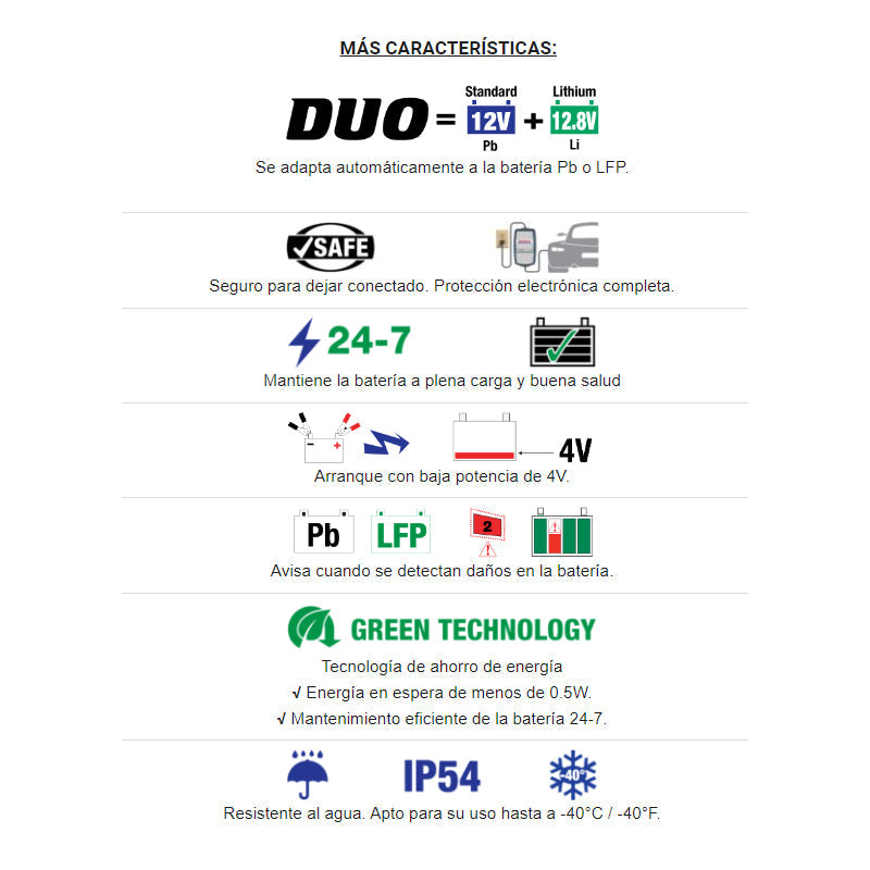 CARGADOR/MANTENEDOR DE BATERÍAS OPTIMATE 2 DUO TM-550