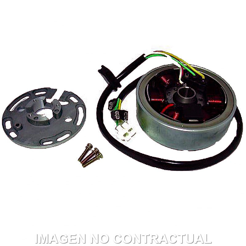 VOLANTE MAGNÉTICO 6 POLOS 12V 85W (MOTOR DERBI SIN ARRANQUE ELÉCTRICO) INCLUYE SOPORTE