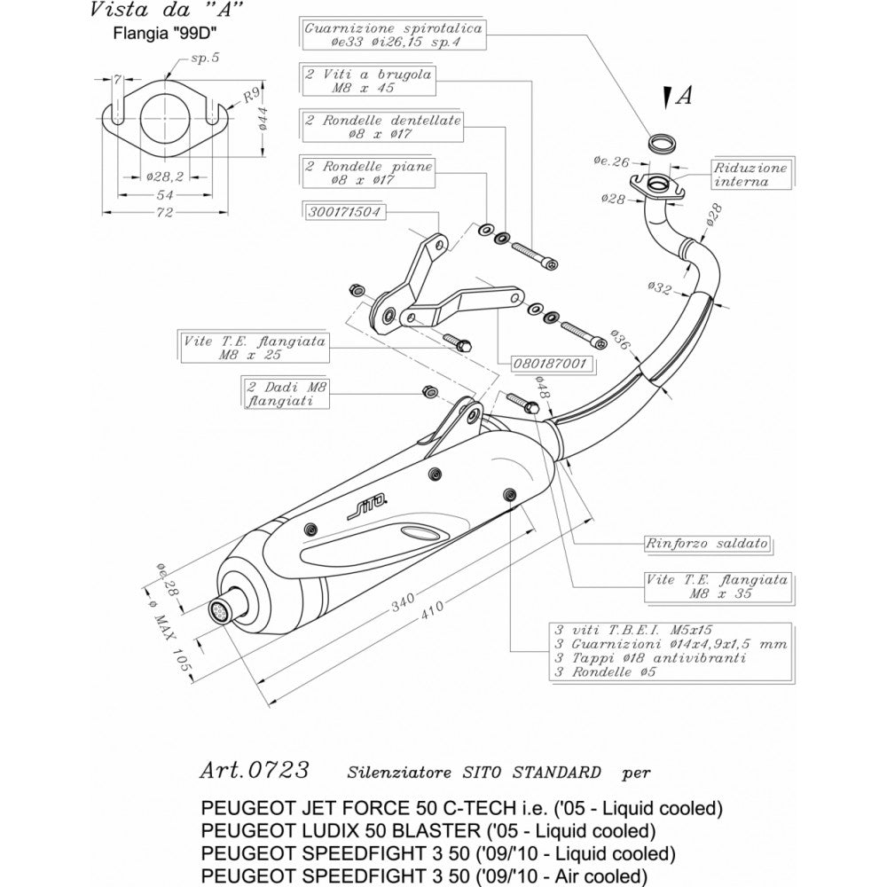 SILENCIOSO LEOVINCE SITO PEUGEOT SPEEFIGHT 3 50